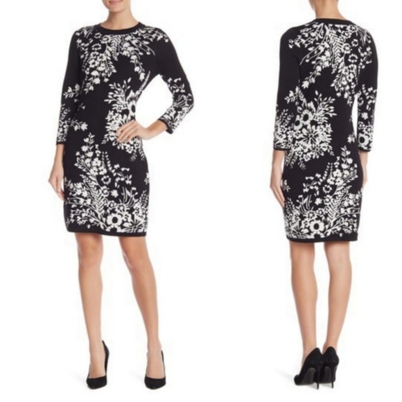 calvin klein black floral sheath dress